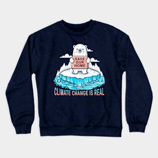 Polar Bear Climate Change Illustration Crewneck Sweatshirt